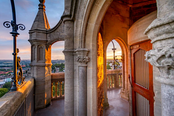 sunset on the cabot tower sunset on the cabot tower, Bristol, United Kingdom bristol england stock pictures, royalty-free photos & images