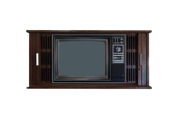 Vintage Television or old retro TV on isolated white background with clipping path.