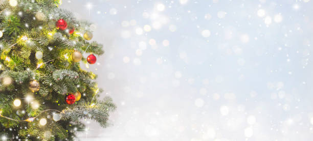 istock Holiday background with christmas tree 1080674938