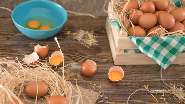 istock Egg basket and broke organic eggs 1080690408