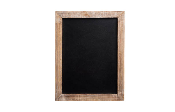 空白のビンテージ黒板木製フレーム、白い背景で隔離の - education slate blackboard communication ストックフォトと画像