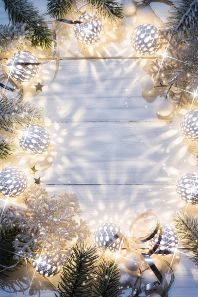 istock Christmas lighting. Top view, flat lay, copy space. 1080694942