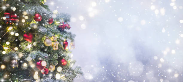 istock Holiday background with christmas tree 1080698002