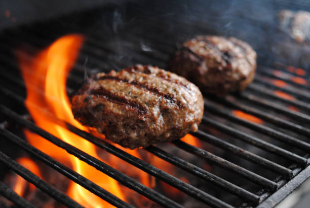 istock Burger steak roasted on a grill 1080698196