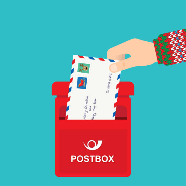 письмо для деда мороза с рождеством христовым и с новым годом - mailbox mail symbol box stock illustrations