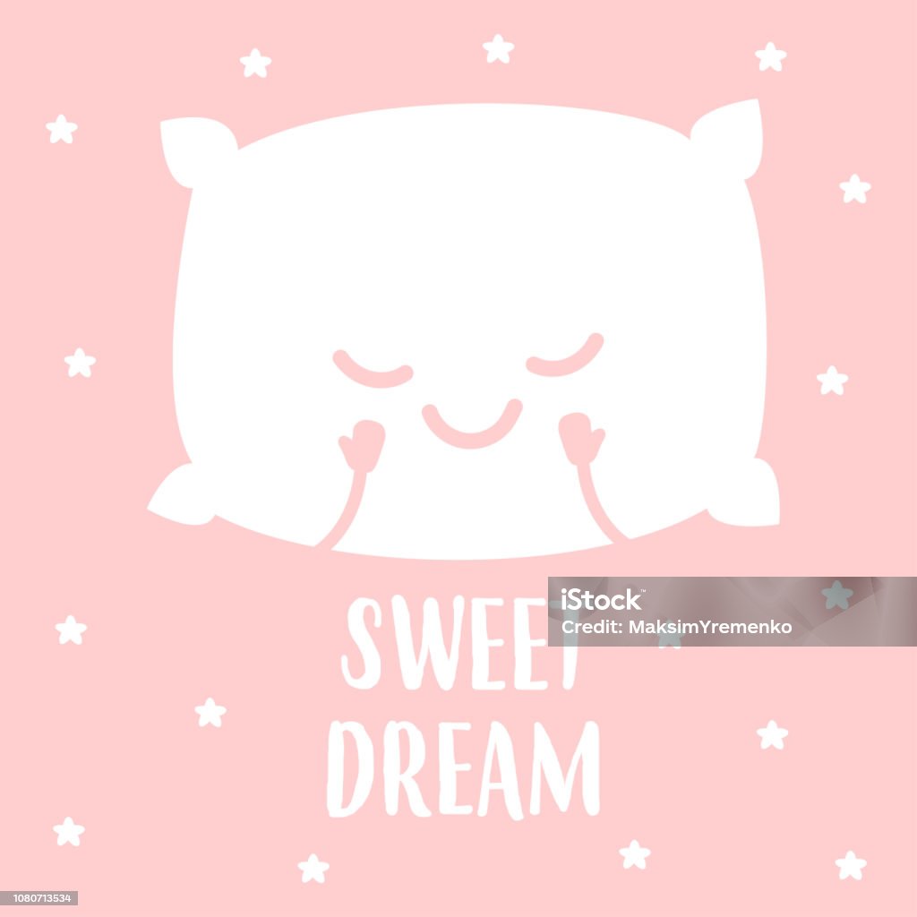 sleeping white pillow sleeping white pillow, isolated on pink background. vector illustration Sleeping stock vector