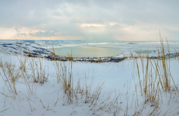 istock Winter lake in the snow. 1080713898