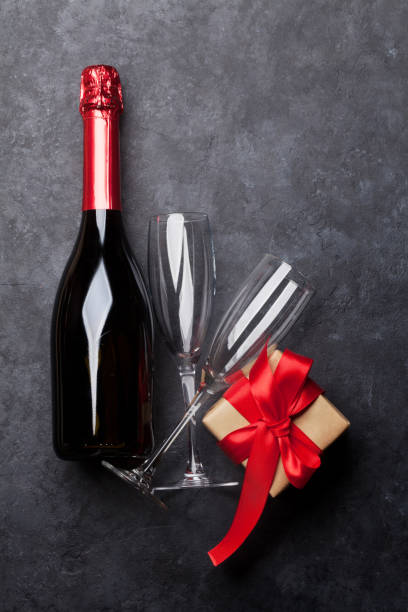 istock Champagne and Christmas or Valentines day gift 1080718518
