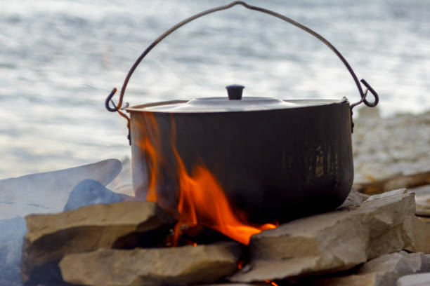 istock hiking in the mountains with a small bonfire 1080736592