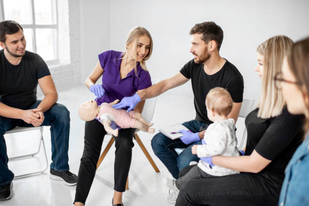istock Group of people during the first aid training 1080744706