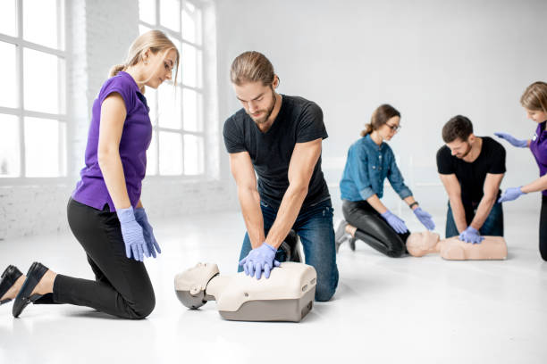 istock Group of people during the first aid training 1080745614