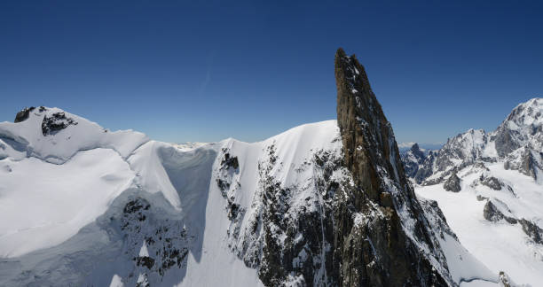 Giant's Tooth Dent du Géant, 4.014 m a.s.l.m. taken from the French side, June 2015 dent du geant stock pictures, royalty-free photos & images