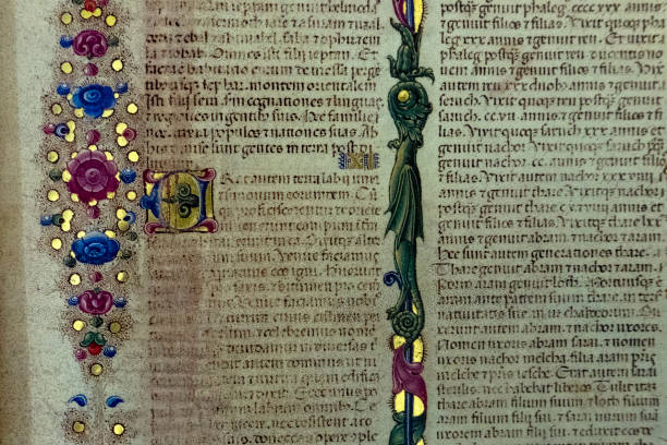 medieval book detail close up writing hand script