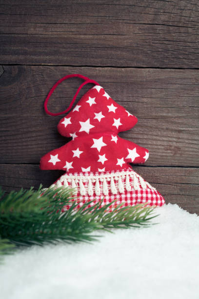 istock Christmas red vintage decoration on wood background 1080770112
