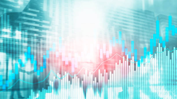 istock Stock trading candlestick chart and diagrams on blurred office center background. 1080771044