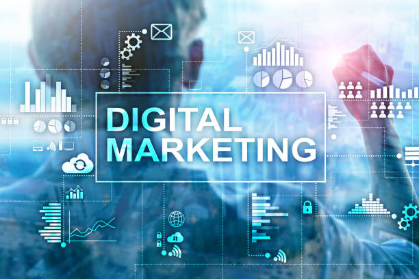 istock Digital marketing concept on double exposure background. 1080775496