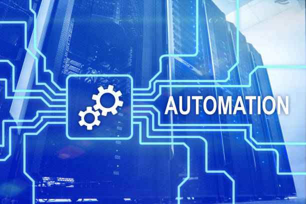 istock Automation of business Process and innovation technology in manufacturing. Internet and technology concept on server room background. 1080778210