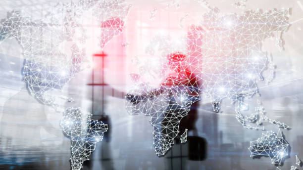 istock Global World Map Double Exposure Network. Telecommunication, International business Internet and technology concept. 1080778590
