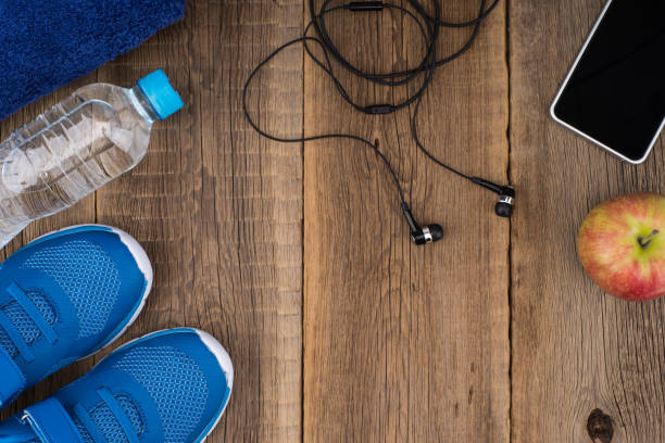 istock Sneakers and sport equipment. Top view. 1080781654