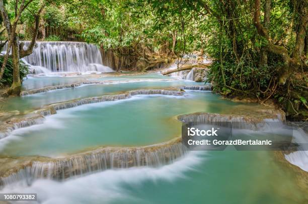 Breathtaking Kuang Si Waterfall Cascades Luang Prabang Laos Stock Photo - Download Image Now