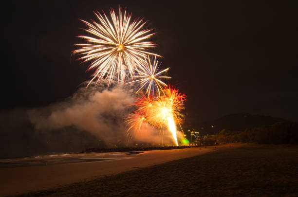 istock Beach fireworks for New years Eve on Noosa Main beach 1080795374