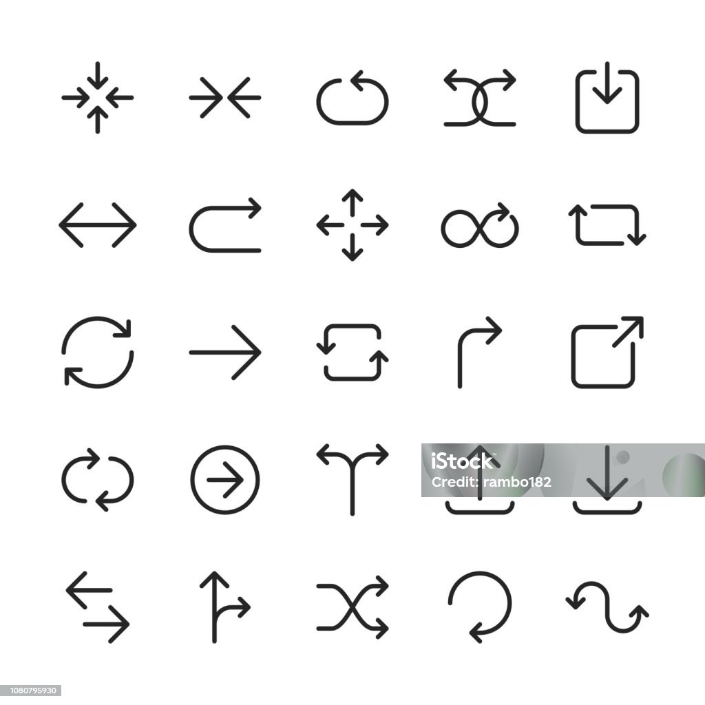 Arrow Icons. Editable Stroke. Pixel Perfect. For Mobile and Web. Set of design elements. Arrow Symbol stock vector