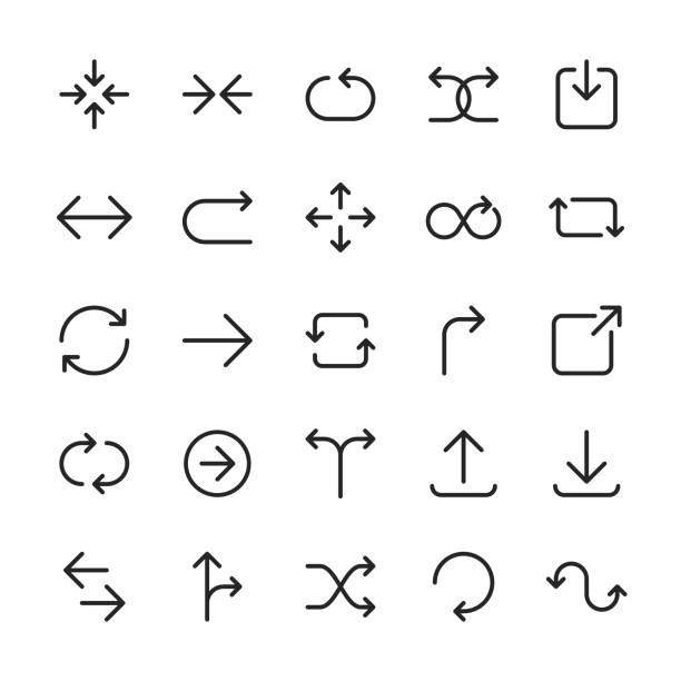 Arrow Icons. Editable Stroke. Pixel Perfect. For Mobile and Web. Set of design elements. repetition stock illustrations