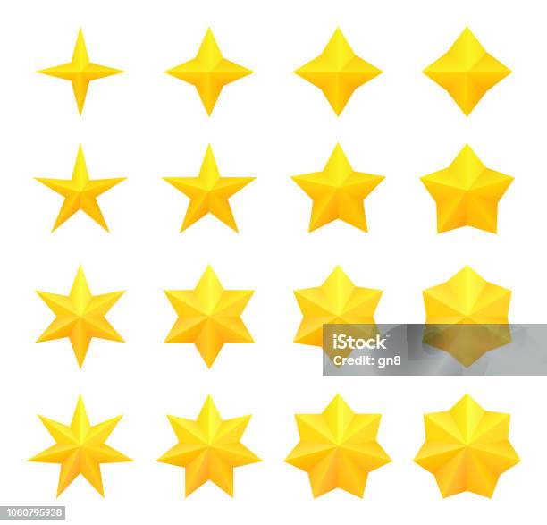 Bright Stars Collection Stock Illustration - Download Image Now - Star Shape, Three Dimensional, Success