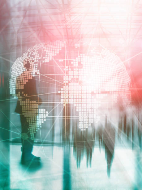istock 3D Earth hologram on blurred background.Global business and communication concept. Abstract Cover Design Vertical Format. 1080807052