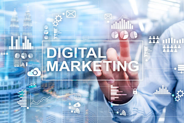 istock Digital marketing concept on double exposure background. 1080807794