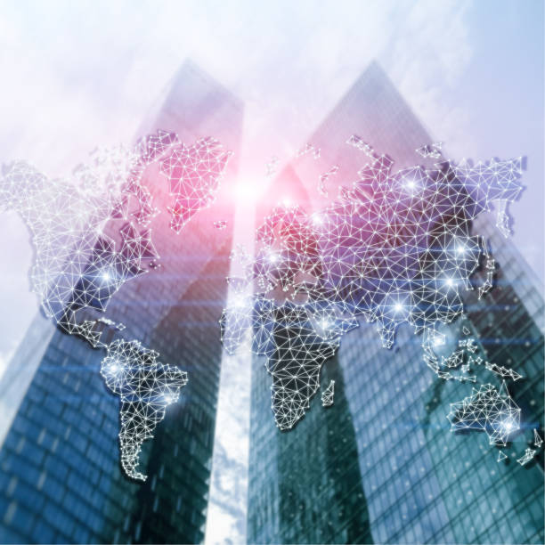 istock Global World Map Double Exposure Network. Telecommunication, International business Internet and technology concept. 1080808024