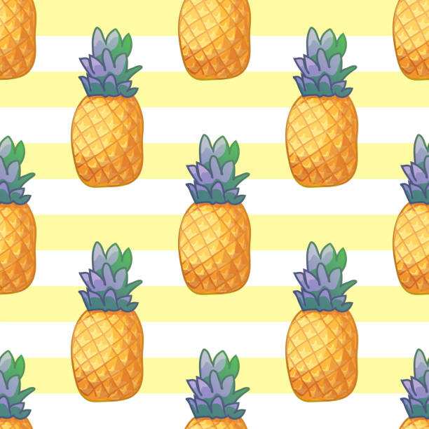 vektormuster ananas süß - pineapple plantation stock-grafiken, -clipart, -cartoons und -symbole