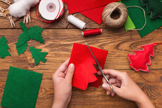 istock Making of handmade christmas toys from felt 1080821264