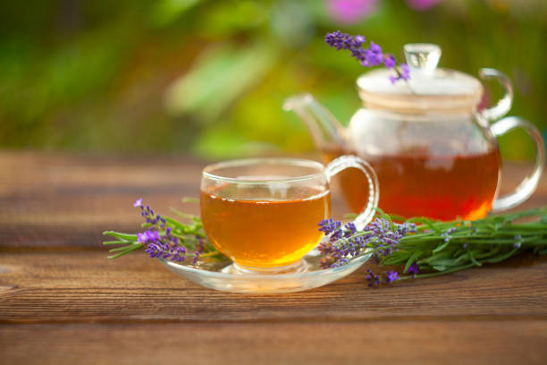 istock delicious green tea in beautiful glass bowl on table 1080822712