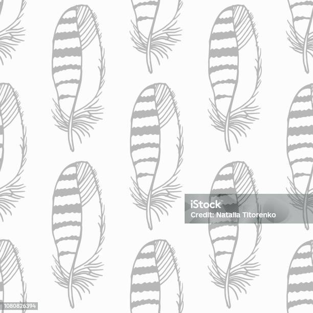 Mockingjay Feather Seamless Pattern Hand Drawn Sketch Stock Illustration - Download Image Now