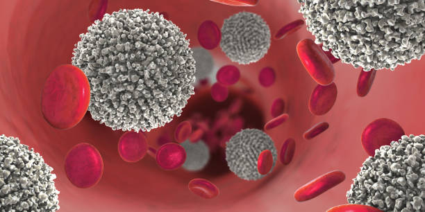 非機能的な白血球細胞の強い増加の 3 d イラストレーションという白血病細胞が血液の癌の病気につながる - carcinogens ストックフォトと画像