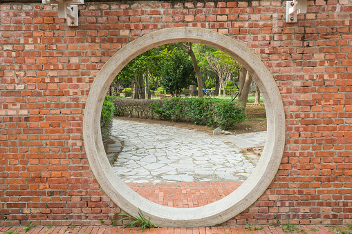 The Chinese round door on the wall