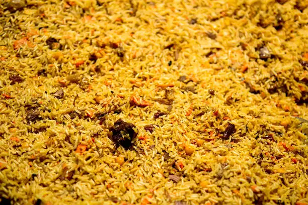 Photo of Background of cooked rice yellow