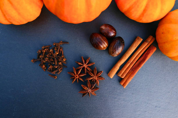istock Pumpkin spices on black stone 1080843142