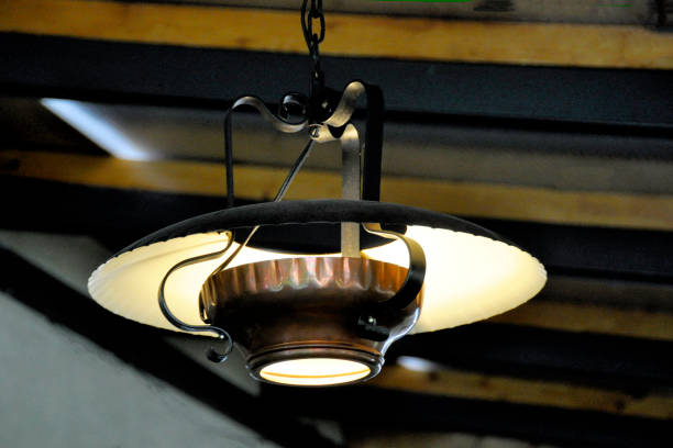 istock old metal decorative chandelier under a wooden ceiling 1080846502