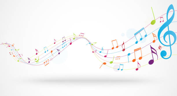 красочные ноты фон - musical staff musical note music musical symbol stock illustrations