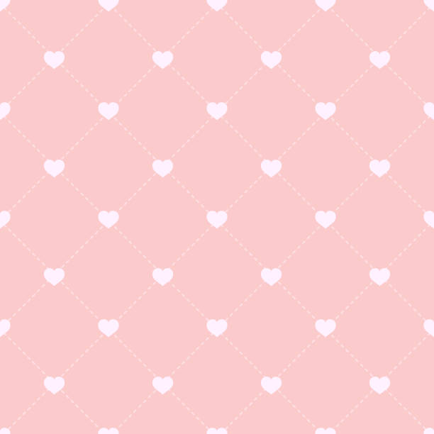 ilustraciones, imágenes clip art, dibujos animados e iconos de stock de patrón transparente con corazones y rayas punteadas. telón de fondo de san valentín. fondo rosa con corazones. ilustración de vector. - valentine card valentines day old fashioned pattern