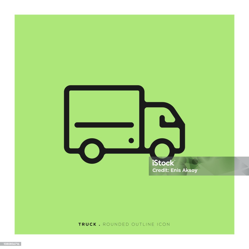 Truck Rounded Line Icon Semi-Truck stock vector