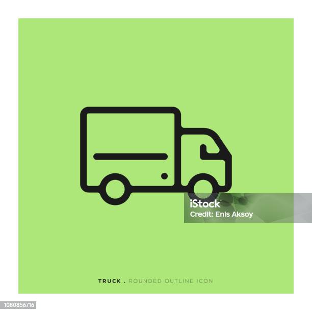 Truck Rounded Line Icon Stock Illustration - Download Image Now - Semi-Truck, Icon Symbol, Vector