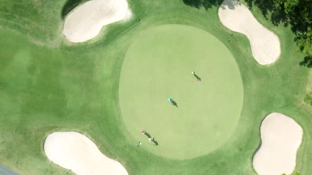 Aerial view of golf course in nature