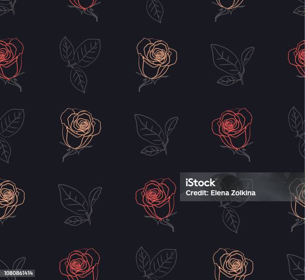 Pink Violet Roses Pattern Seamless Pattern With Pink Violet Roses Vector Illustration Stock ...