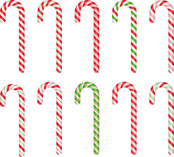 ilustrações de stock, clip art, desenhos animados e ícones de christmas cane candy. vector. stick isolated on white. - stick of hard candy candy cane candy peppermint