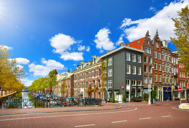 istock Bridge over channel in Amsterdam Netherlands houses river Amstel 1080867284