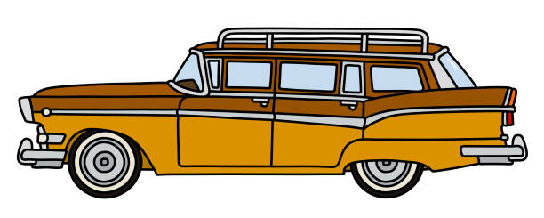 die retro-amerikanischen station wagon - kombi stock-grafiken, -clipart, -cartoons und -symbole