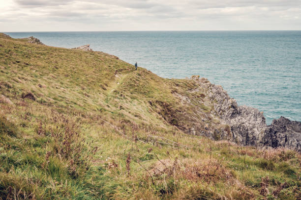 istock Man trail running along the rugged Cornish coastline on an Autumn day. 1080872586
